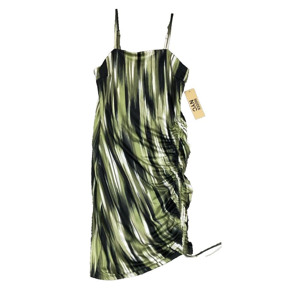NWT Madden NYC Ruched Cinched 70's Vibe Rave Body Con Dress Womens M 7-9